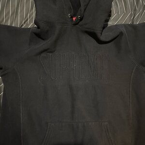 Supreme Black Hoodie with Red Tag